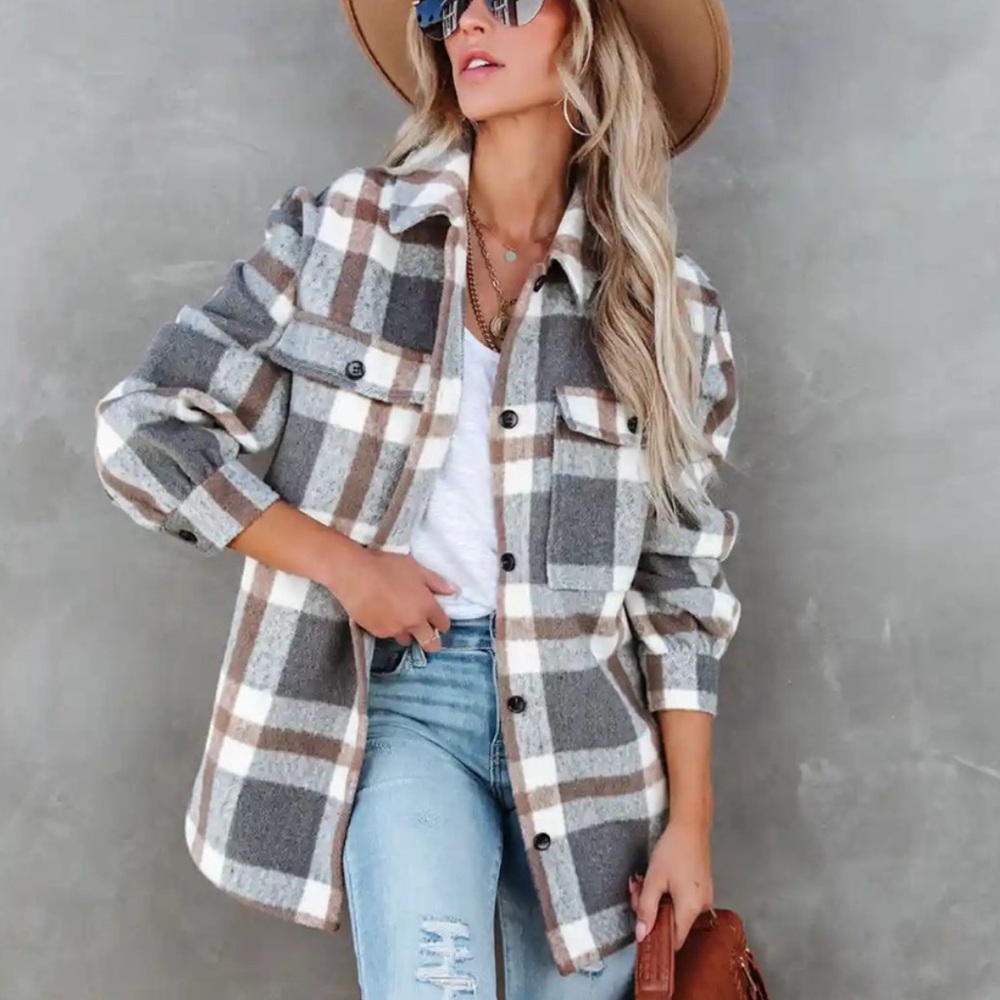 Vici Plaid Button-Up Jacket/ Shacket - image 1